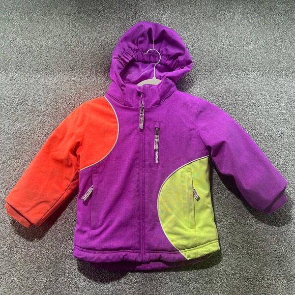Boulder Gear Kids Purple Orange Color Block Hooded Snow Ski Jacket - Picture 1 of 16